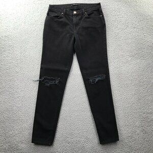 J BRAND Womens Size 25 Relaxed Fit Distressed JAKE Boyfriend Gothic Black Jeans